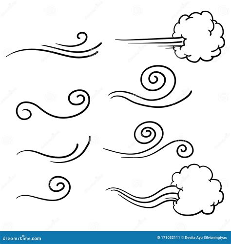 Collection Of Doodle Wind Illustration Vector Handrawn Style Stock