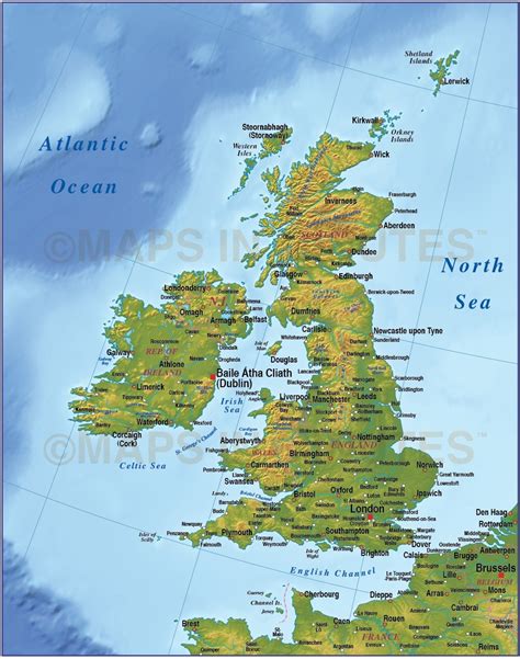 Digital Vector British Isles Uk Map Basic Country With Strong Relief