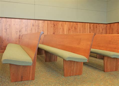 Upholstered Seat And Wood Back Benches Sauder Courtroom Furniture