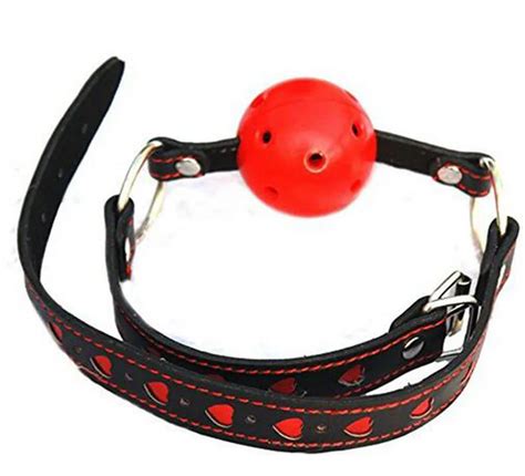 Leather Open Mouth Gag With Red Heart Strapplay Ball Fetish Gagshead