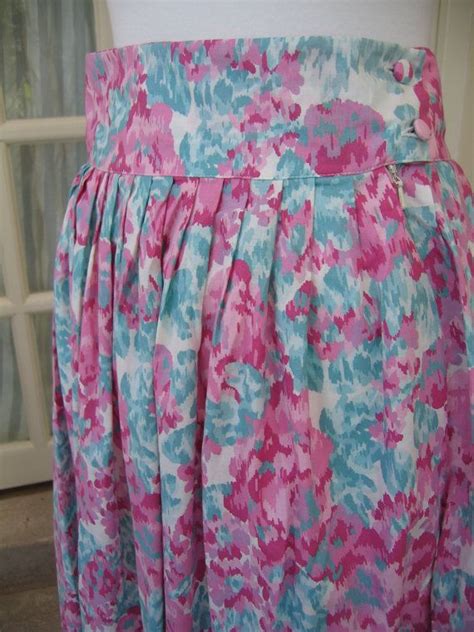 Vintage Laura Ashley Pink Floral Cotton Skirt 1980s Size 16 Eu Etsy