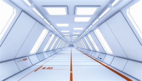 3d Render Interior Futuristic Hallway Stock Illustration
