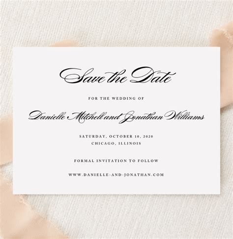 Elegant Script Save The Date Wedding Announcement Printed Cards
