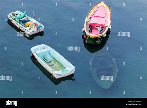 Boats Floating On Sea Stock Photo Alamy