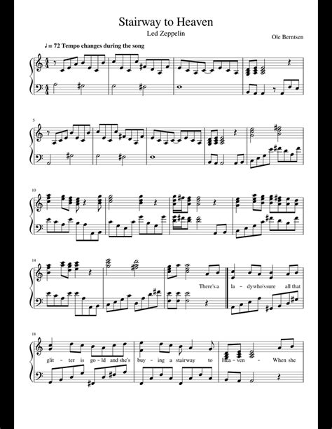 Stairway To Heaven Chords Piano Free Sheet And Chords Collection