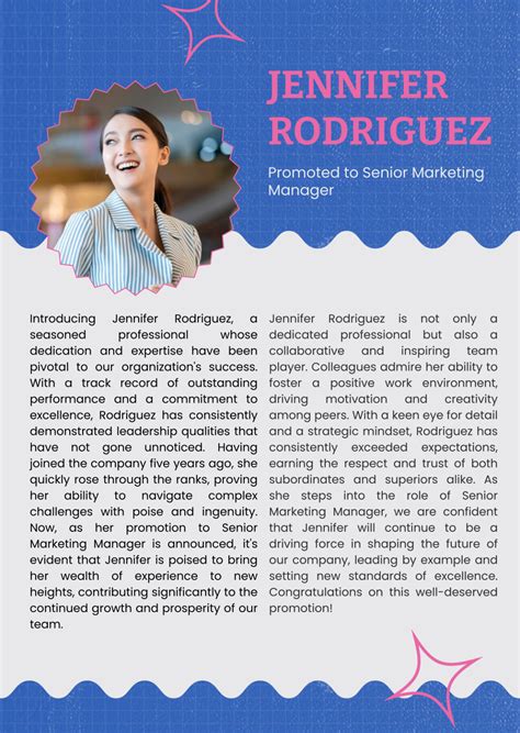 Professional Bio for Promotion Announcement Template - Edit Online