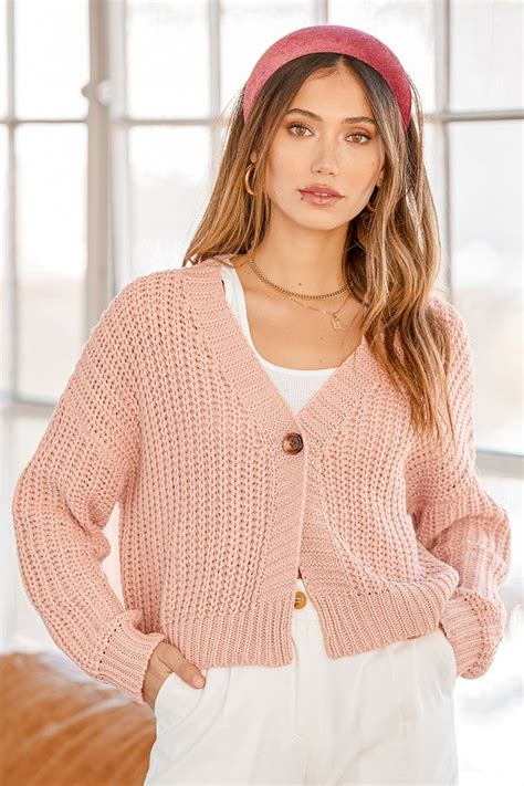 Blush Pink Cardigan Knit Cardigan Sweater Cropped Cardigan Lulus