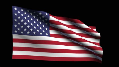 Seamless Looping American Flag On Flagpole Black Background Can Easily