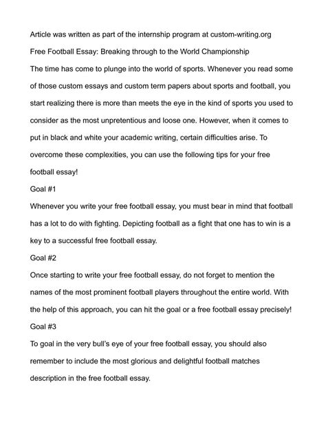 Essay On Football History Telegraph