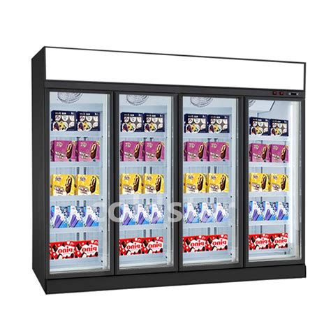 Commercial 4 Door Glass Upright Ice Cream Frozen Display Freezer