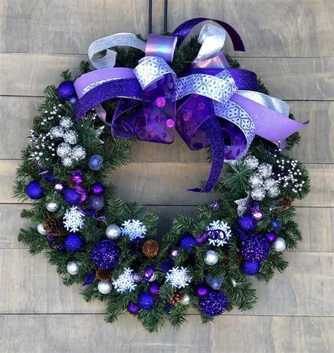 Purple Xmas Wreath Purple Holiday Wreath Large Purple | Etsy | Purple christmas wreath, Purple ...