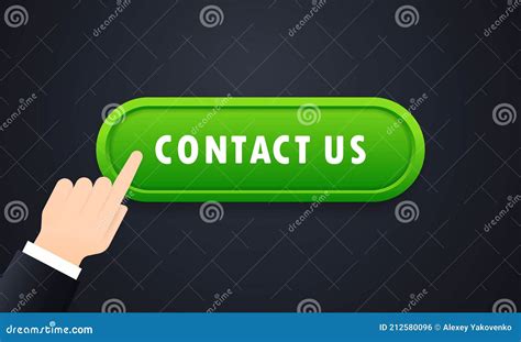 Contact Us Icon In Flat Style Contact Us 3d Realistic Button