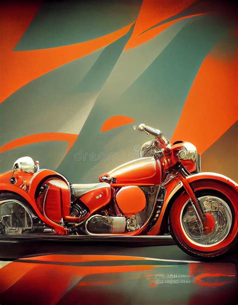 Ai Generated Illustration Of A Red Motorcycle Stock Illustration