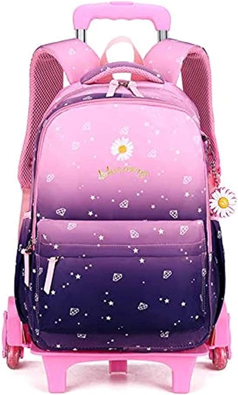Goldgod Princess Trolley Backpack Girls Rolling School Bag With 6