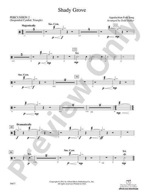 Shady Grove 2nd Percussion 2nd Percussion Part Digital Sheet Music