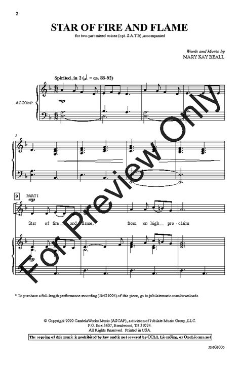 Star Of Fire And Flame Two Part Mixed W Op Jw Pepper Sheet Music