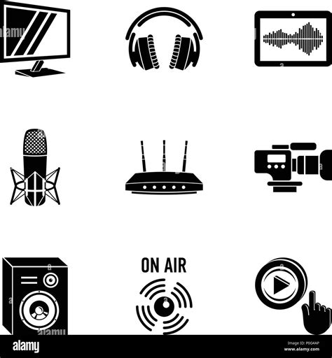 On Air Icons Set Simple Style Stock Vector Image And Art Alamy