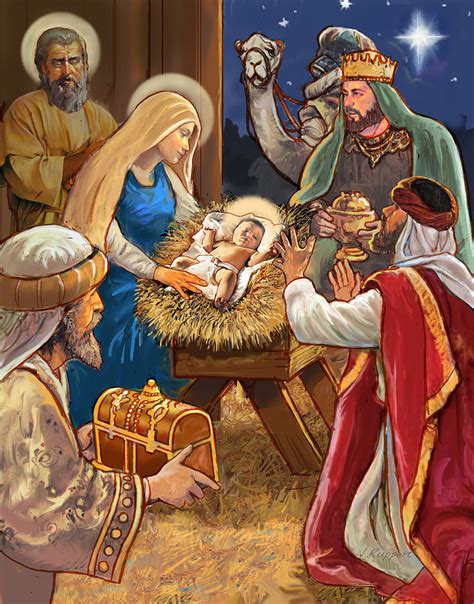 Nativity Painting By Valer Ian