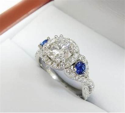 Sapphire Diamond Ring Engagement Band Twisted Diamonds