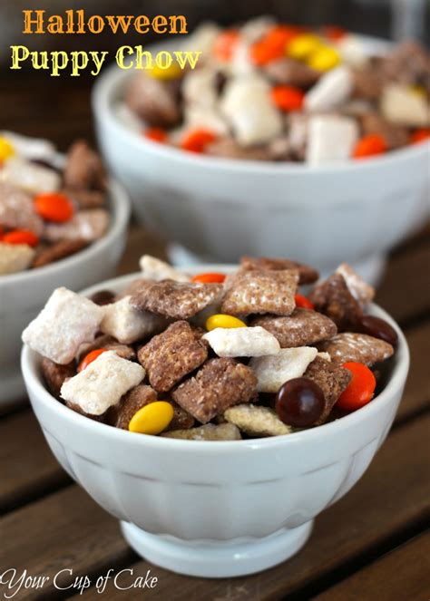 Puppy chow recipe is so simple to make but the best treat. Halloween Puppy Chow - Your Cup of Cake