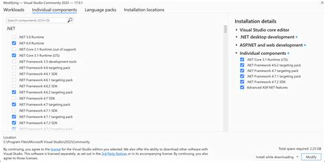 Modify Visual Studio Workloads Components And Language Packs