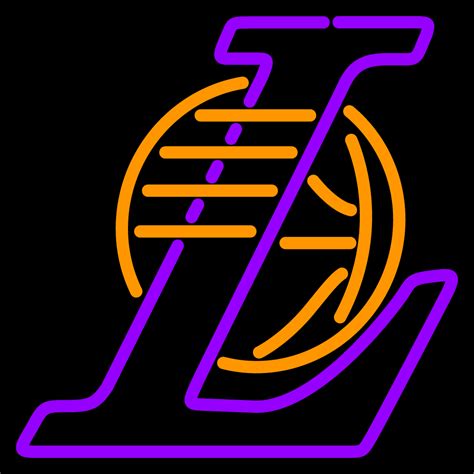 The lakers logo consists of a basketball that depicts the nature and identity of the team, and the stretched lines from the text signifies the fast speed of the team. NBA Los Angeles Lakers Logo Neon Sign - Neon