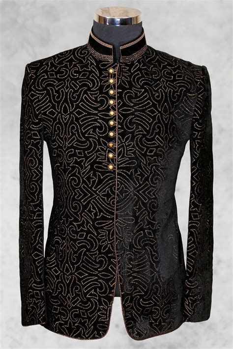 Shop suits, shirts & accessories. Buy Black Velvet Bead Embroidered Jodhpuri Suit Online ...
