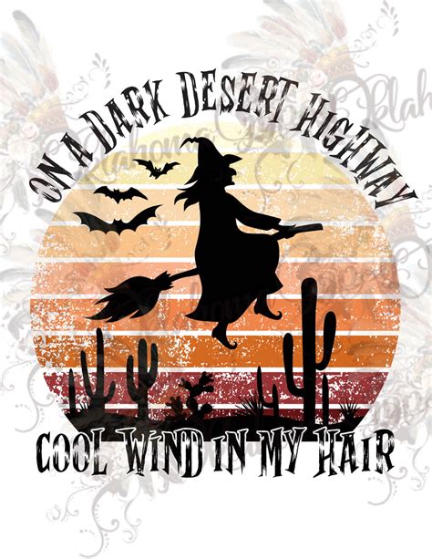 On A Dark Desert Highway Witch Flying Digital File Oklahoma Gypsy Designs