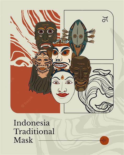 Premium Vector Indonesia Traditional Mask Handrawn Illustration
