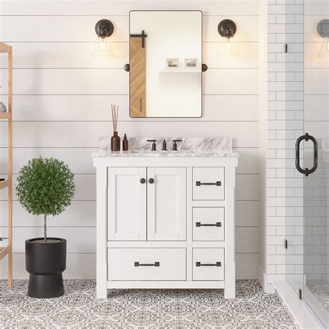 Tuscany 36 Inch Bathroom Vanity Carrara White Includes White Cabinet With Authentic Italian