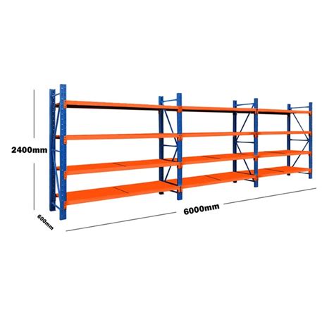 6ml X 24mh X 06md Shelves Racking Metal Steel Blue And Orange 6024bo