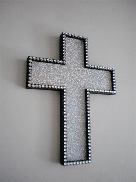 Silver Glitter And Bling Cross Decorative Wall Cross