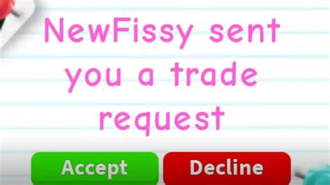 Newfissy Sent Me A Trade Request Roblox Adopt Me Youtube