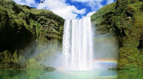 Zoom Background Video Meeting Template | Waterfall, Skogafoss waterfall