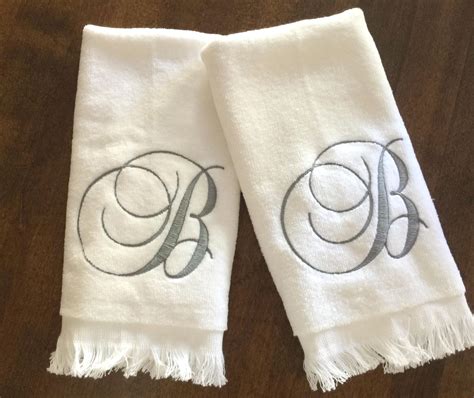 Single Initial Embroidered Towel Set Monogrammed Guest Towels