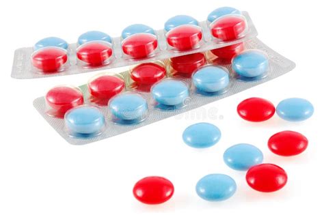 Blue Tablets In Capsules One Capsule Is Open Yellow Background Stock