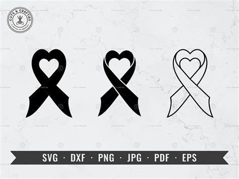 Cancer Heart Ribbon Svg Awareness Heart Ribbon Svg Sorrow Etsy