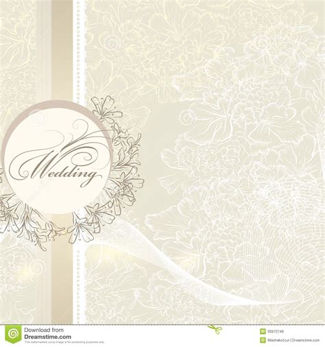 Elegant Wedding Invitation Card Banner Flowers Classic Retro Vector