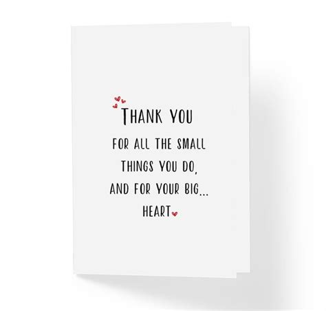 A Card With The Words Thank You For All The Small Things You Do And