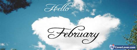 Hello February Cloud Heart Shaped Seasonal Facebook Cover Maker