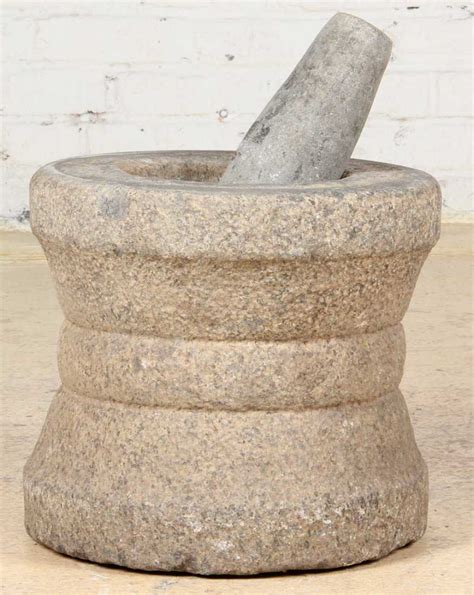 Large Antique Carved Stone Mortar And Pestle