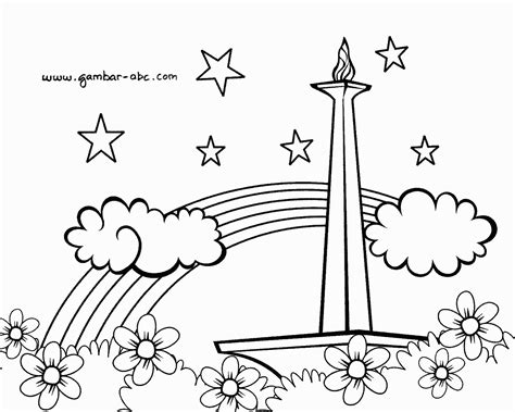 Monumen Nasional - Contoh Gambar Mewarnai