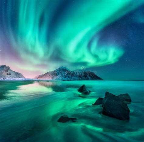 Aurora Aurora Boreal En Las Islas De Lofoten Noruega Imagen De Archivo