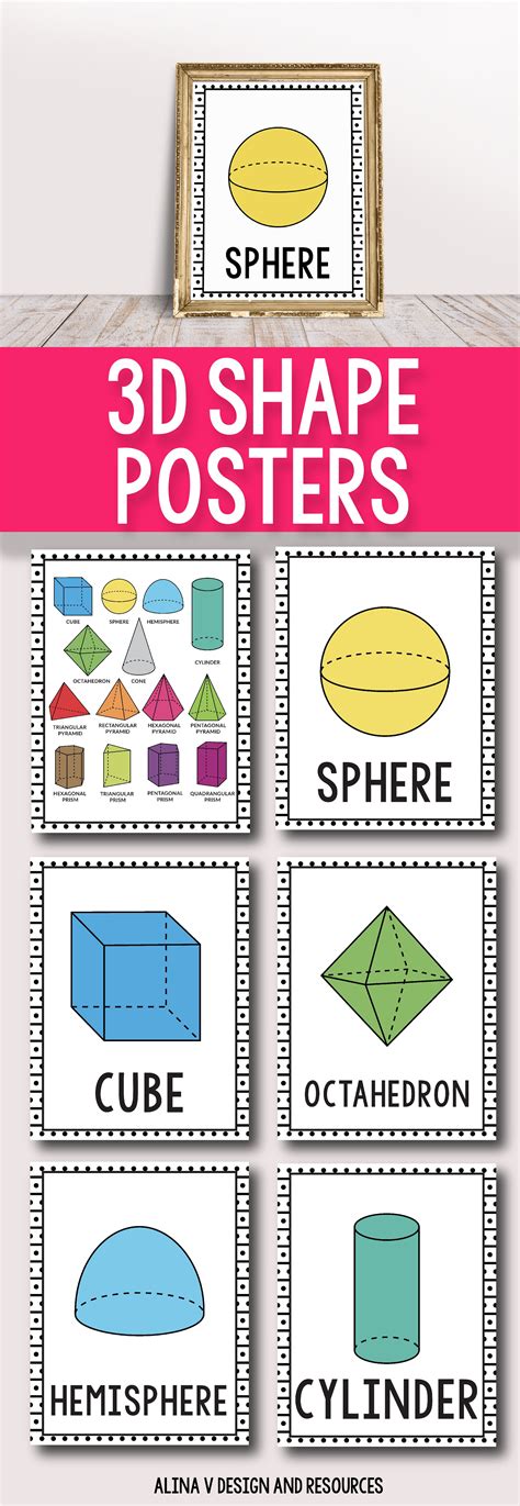 3d Shape Posters With Everyday Examples 3d Shapes 3d