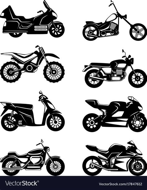Silhouette Of Motorcycles Monochrome Royalty Free Vector