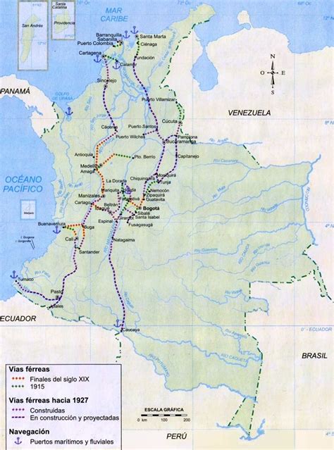Mapa De Colombia Ferrocarriles A Comienzos Del Siglo XX Social Hizo