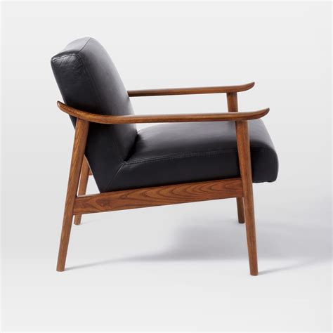 Aniline leather has a natural look and soft, waxy finish that will scuff over time and develop a beautiful. Mid-Century Leather Show Wood Chair | west elm UK