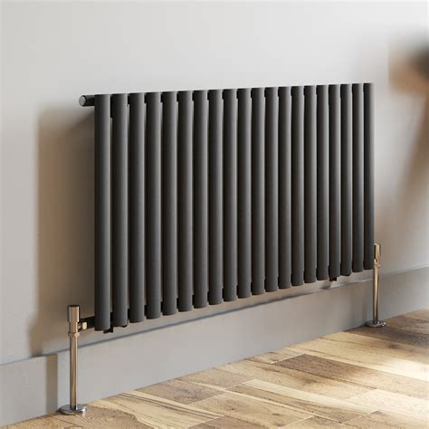 Anthracite Designer Radiator Horizontal Oval Column Single Panel Rad