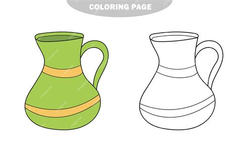 Premium Vector Simple Coloring Page An Outline Vector Of A Water Jug