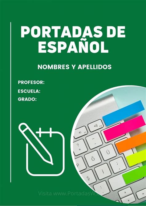 Portada De Español Verde Minimalista En Word